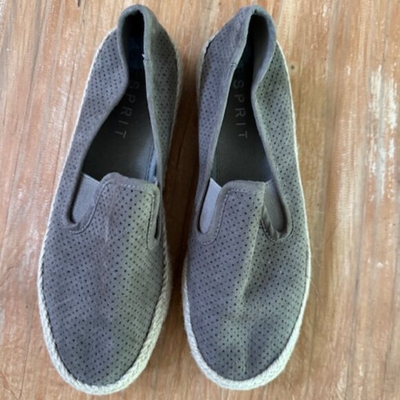 Esprit Women’s Shoes 8.5m Slip On Espadrille Flat Perforated Loafer Brown Fabric - Picture 1 of 3